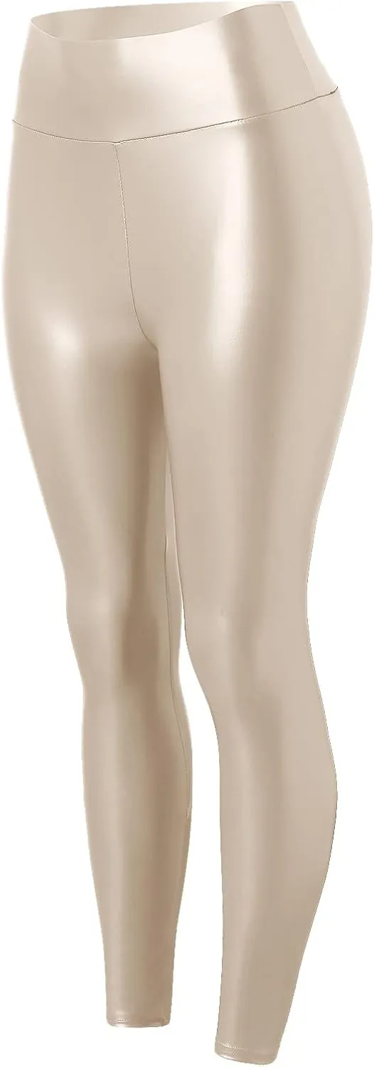 LCMTWX High Waisted Leggings for Women High Waisted Womens Faux Leather Pants Soft High Waist Winter Warm Thick High