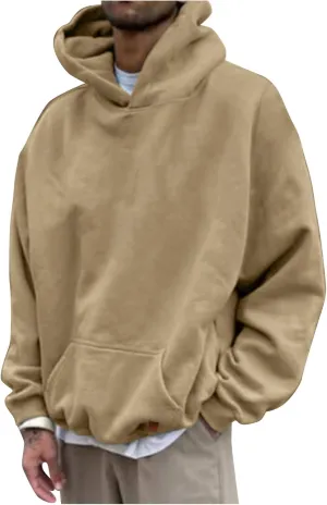 LCMTWX Hoodies for Men Winter Casual Loose Solid Hooded Sweater Top Men's Hooded Fleece Sweatshirt Heavyweight Fleece