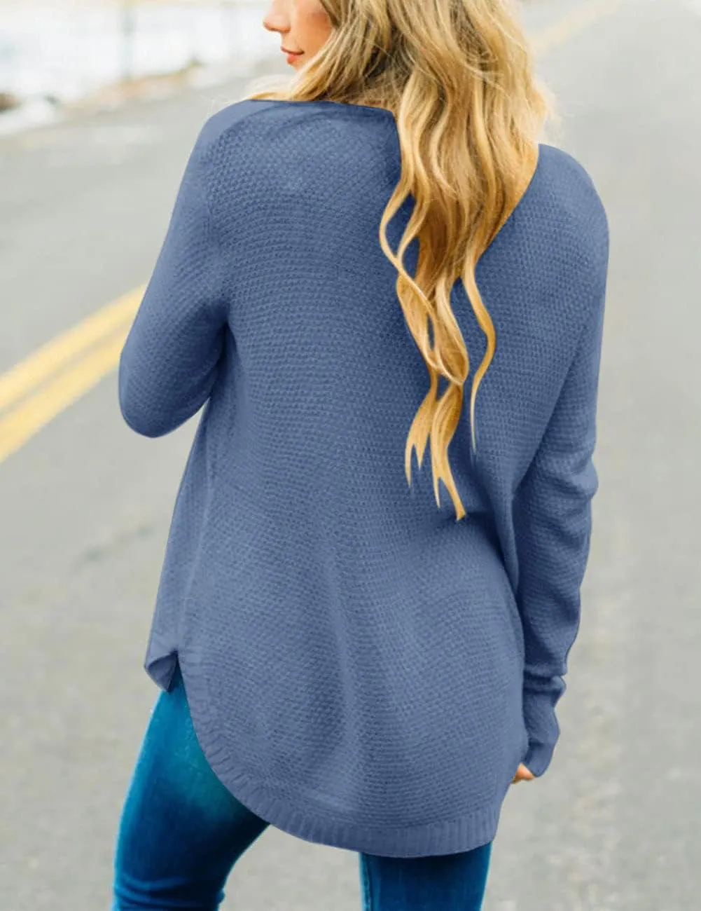 LEANI Women’s 2024 Long Sleeve Crew Neck Pullover Sweater Loose Casual Soft Knit Jumper Tops