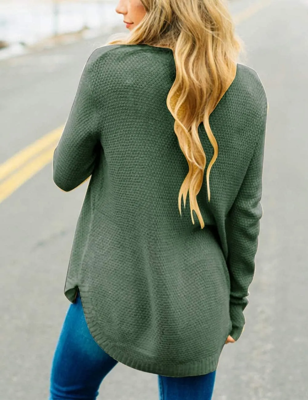LEANI Women’s 2024 Long Sleeve Crew Neck Pullover Sweater Loose Casual Soft Knit Jumper Tops