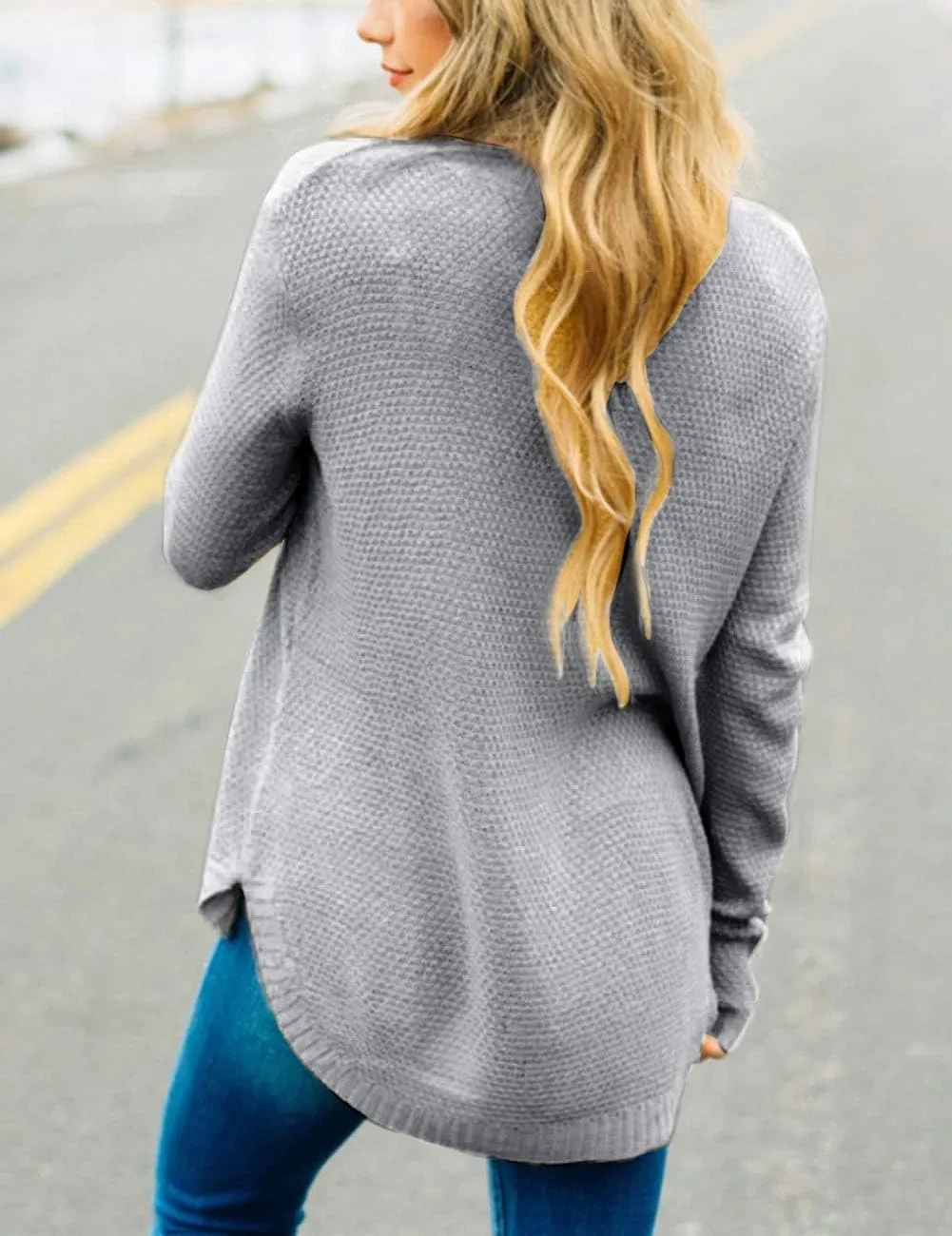 LEANI Women’s 2024 Long Sleeve Crew Neck Pullover Sweater Loose Casual Soft Knit Jumper Tops
