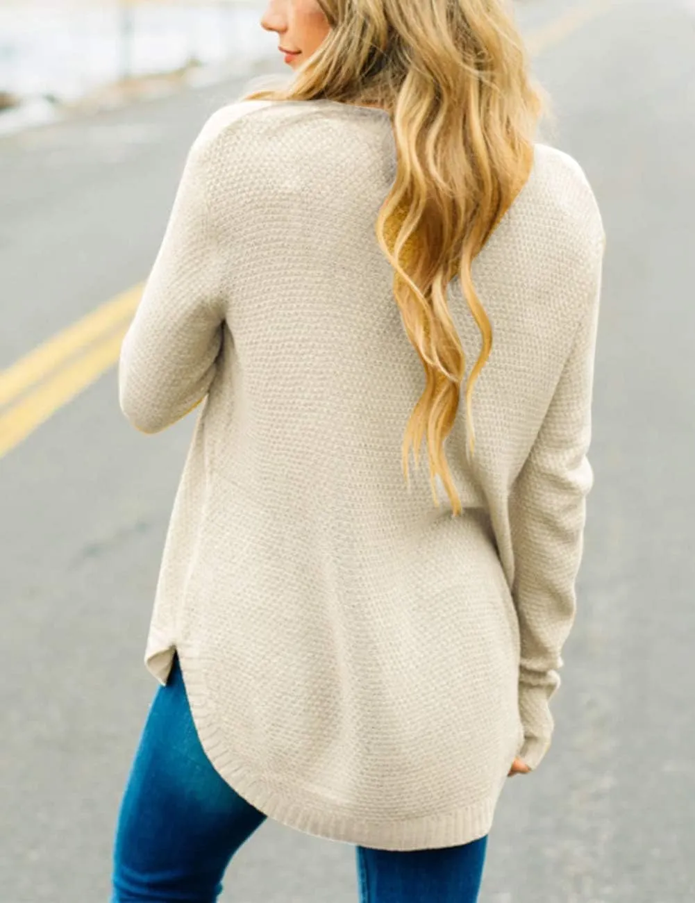 LEANI Women’s 2024 Long Sleeve Crew Neck Pullover Sweater Loose Casual Soft Knit Jumper Tops