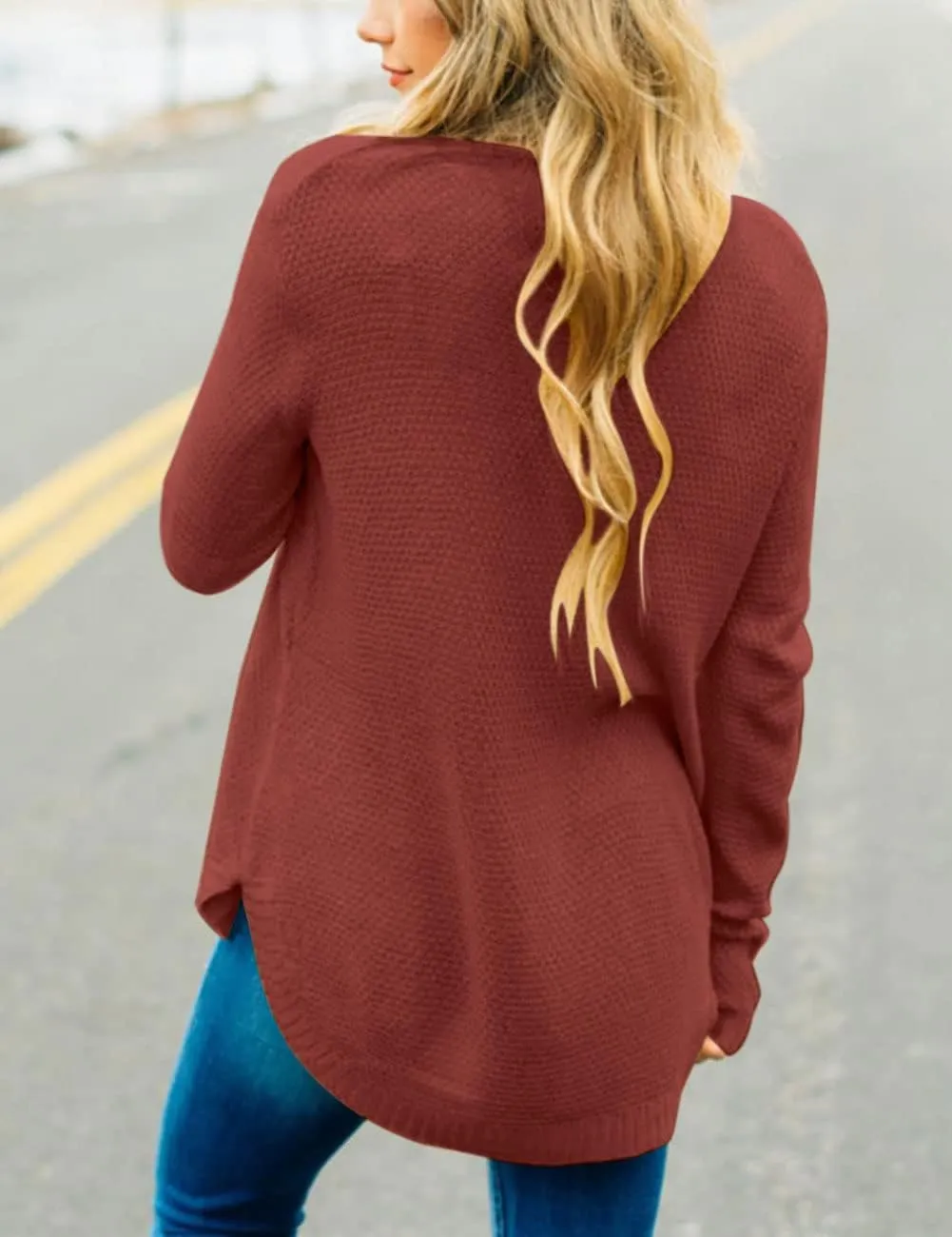 LEANI Women’s 2024 Long Sleeve Crew Neck Pullover Sweater Loose Casual Soft Knit Jumper Tops