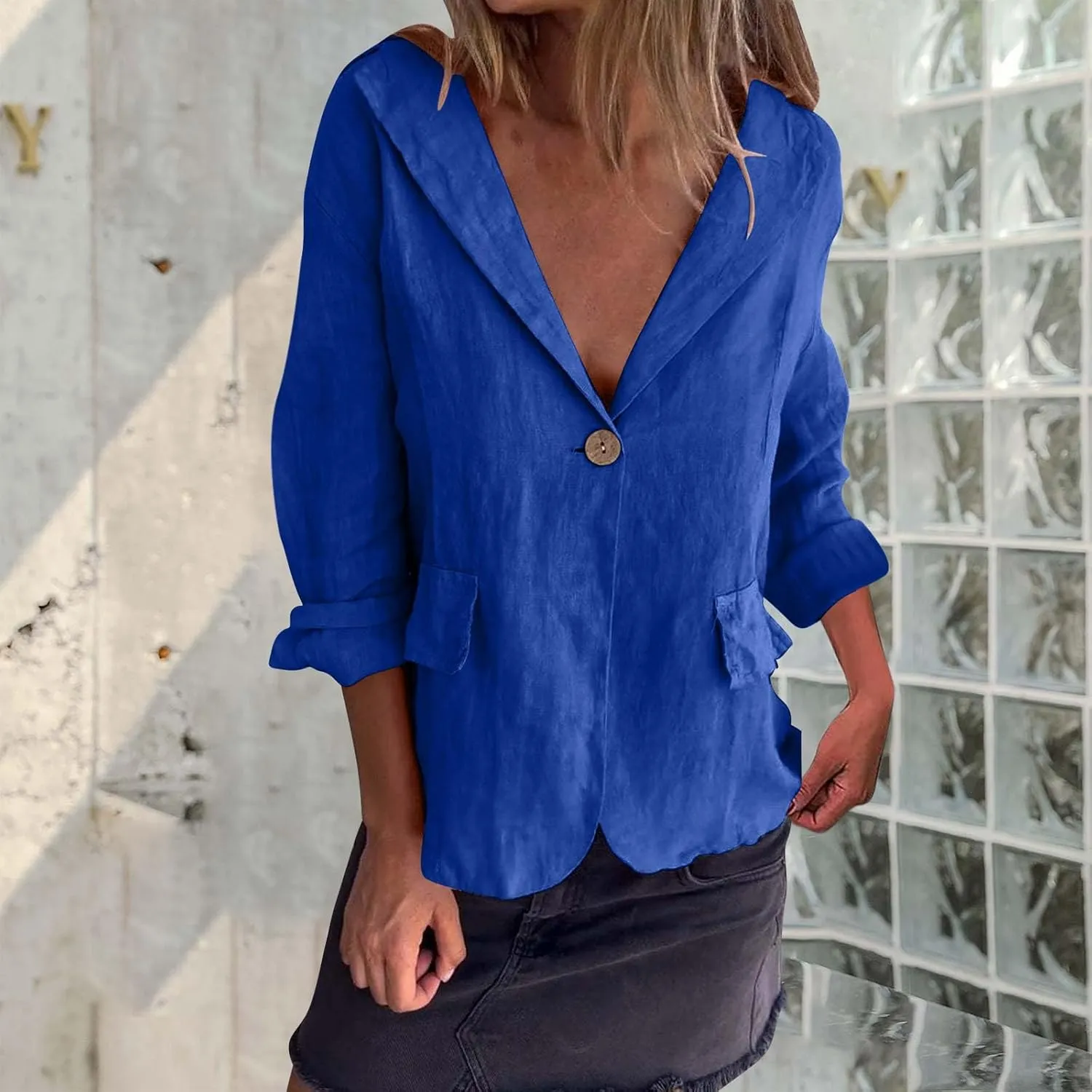 Linen Blazer Jacket for Women Fall Fashion Long Sleeve Suit Cardigan Open Front Lightweight Business Formal Workwear