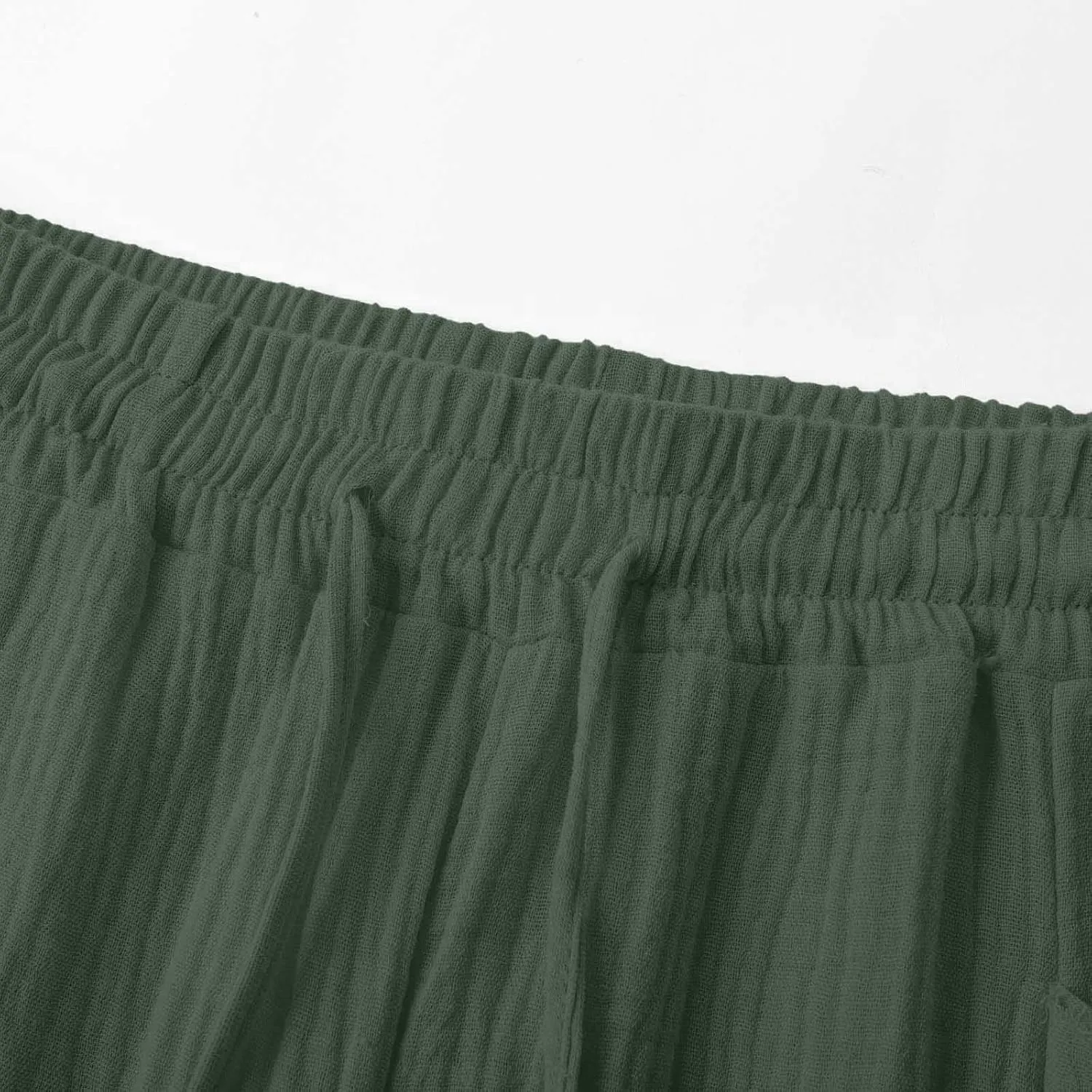 Linen Pants Women Summer Casual High Waist Straight Wide Leg Pants Comfortable Fit Trousers with Pockets