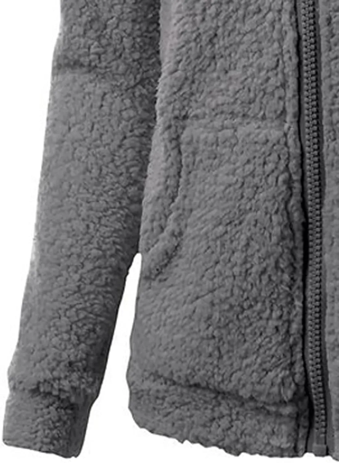 Lmdudan Womens Faux Fleece Hoodies Jacket Trendy Casual Long Sleeve Coat Winter Warm Zip Up Hooded Outerwear with Pockets