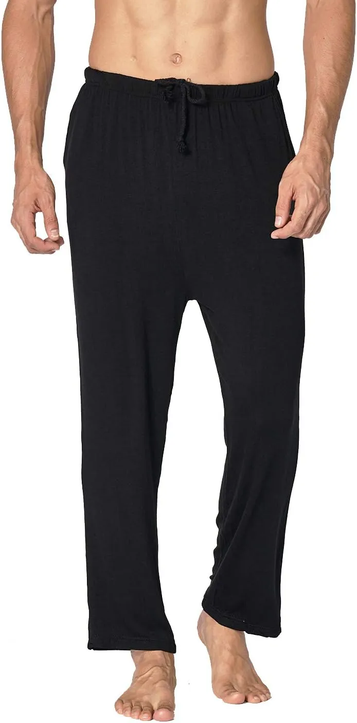 Locachy Men's Soft Knit Sleep Pants Pajama Pant with Pockets Lightweight Lounge PJ Bottoms(1 & 2 Packs)