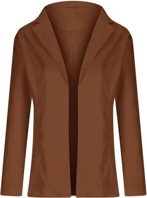 Long Sleeve Blazers for Women 2024 Fall Fashion Casual Work Suit Jackets Solid Color Lapel Open Front Tailored Coat