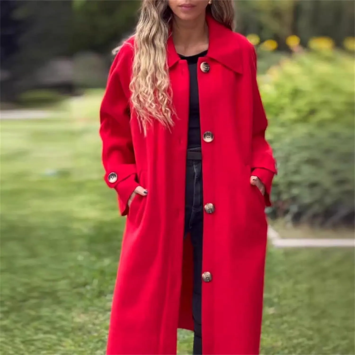Long Trench Coat for Women Fuzzy Jacket Loose Fitting Warm Winter Outwear Fashion Cropped Trench Coat for Women 2024