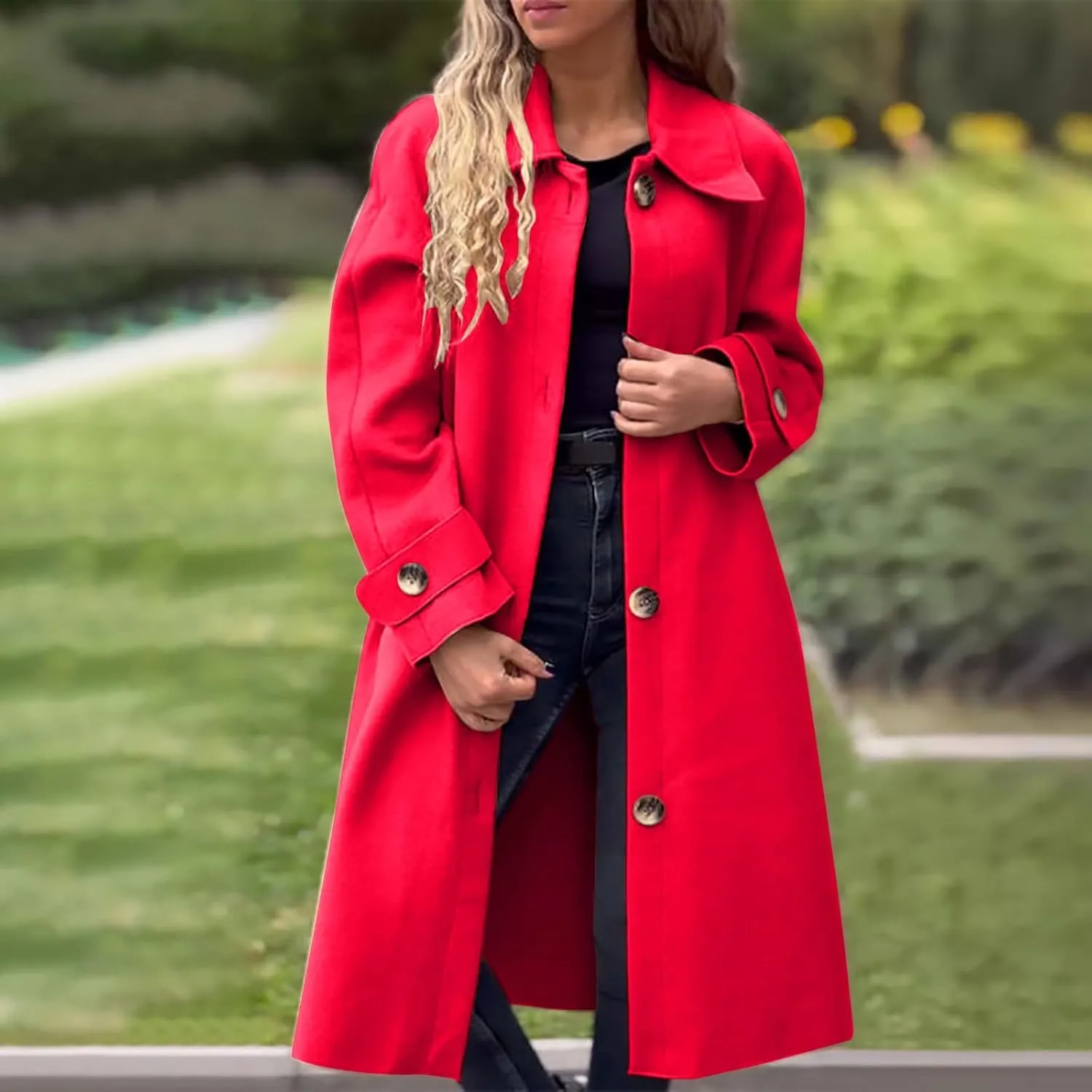 Long Trench Coat for Women Fuzzy Jacket Loose Fitting Warm Winter Outwear Fashion Cropped Trench Coat for Women 2024