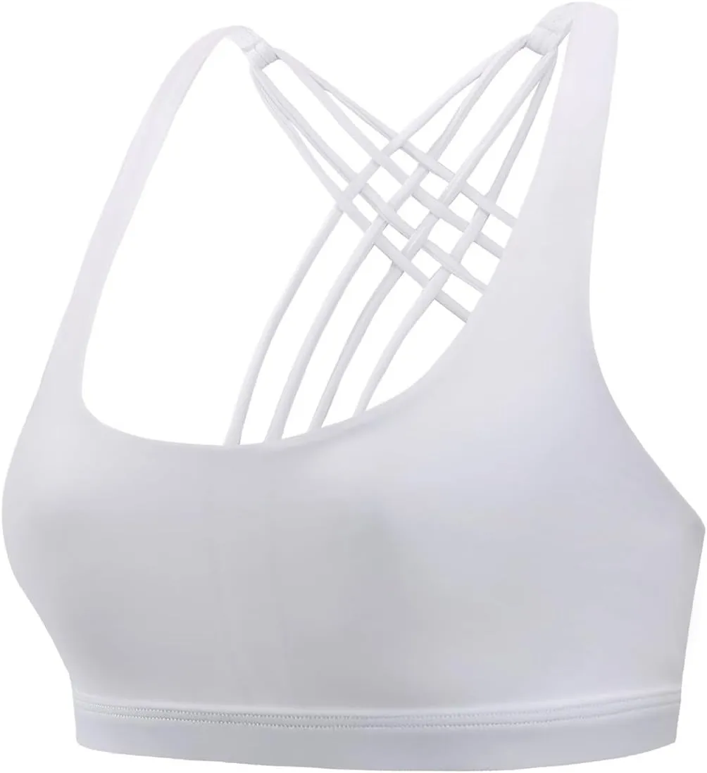 Longline Sports Bras for Women Shockproof Cross Back Strappy Sports Bra Quick Dry Wireless Padded Yoga Workout Bra