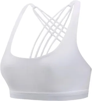 Longline Sports Bras for Women Shockproof Cross Back Strappy Sports Bra Quick Dry Wireless Padded Yoga Workout Bra