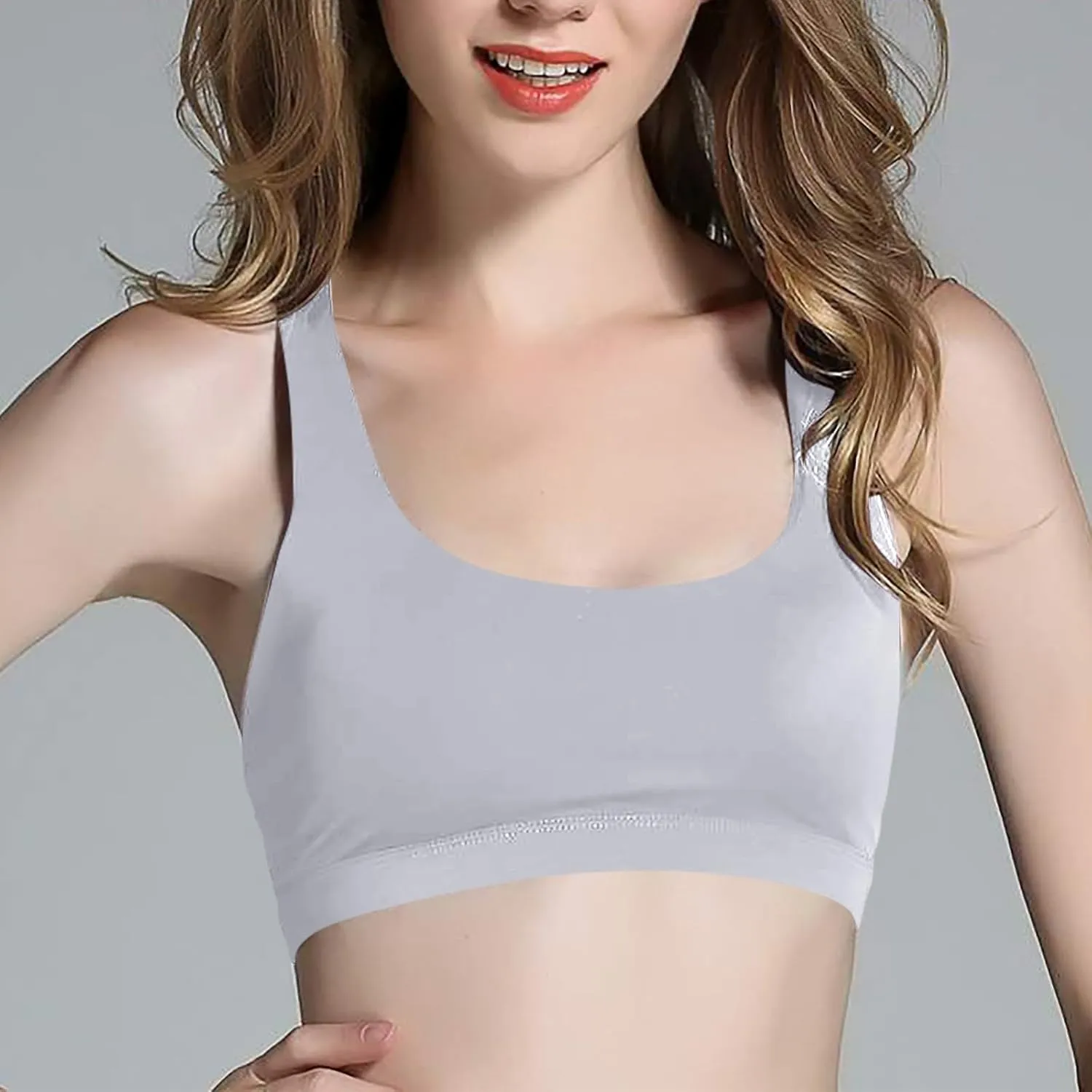 Longline Sports Bras for Women Shockproof Cross Back Strappy Sports Bra Quick Dry Wireless Padded Yoga Workout Bra