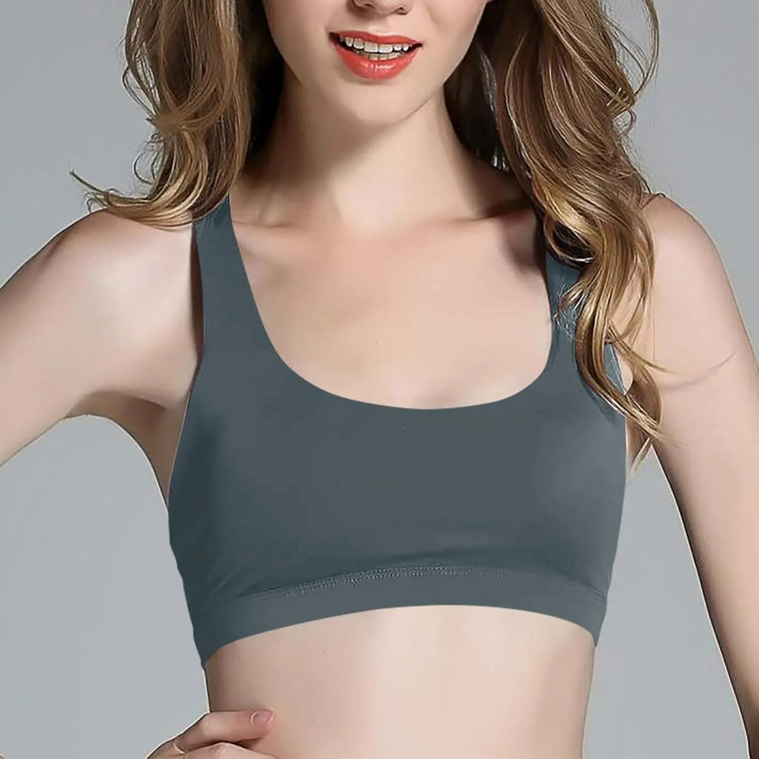 Longline Sports Bras for Women Shockproof Cross Back Strappy Sports Bra Quick Dry Wireless Padded Yoga Workout Bra