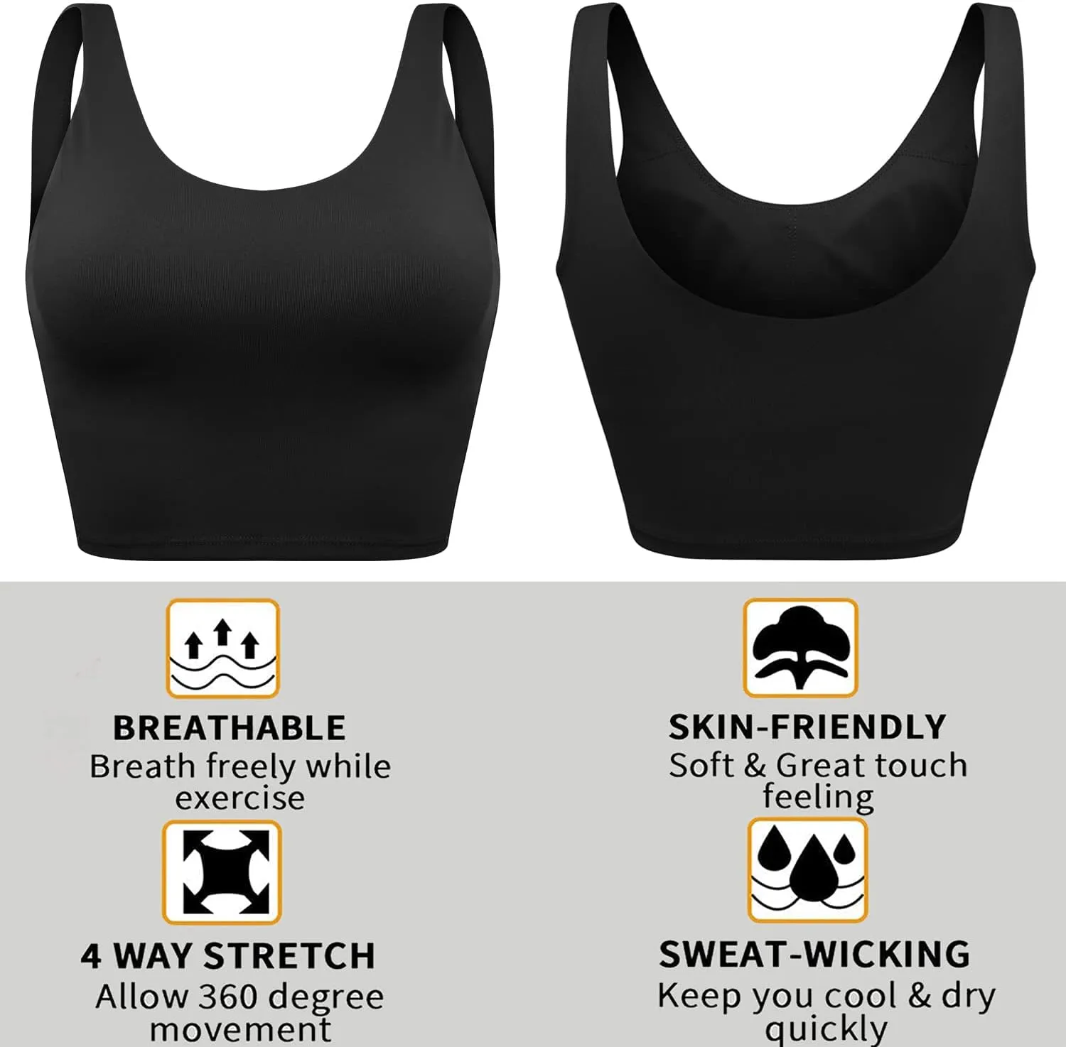 Longline Sports Bras for Women Workout Padded Sports Yoga Bra Tank Tops Crop Top