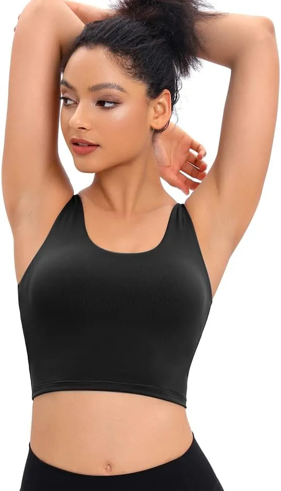 Longline Sports Bras for Women Workout Padded Sports Yoga Bra Tank Tops Crop Top