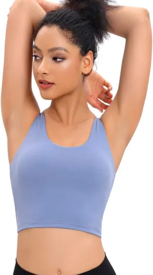Longline Sports Bras for Women Workout Padded Sports Yoga Bra Tank Tops Crop Top