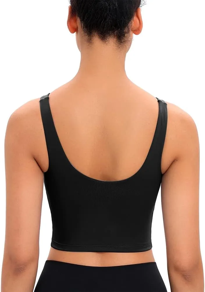 Longline Sports Bras for Women Workout Padded Sports Yoga Bra Tank Tops Crop Top
