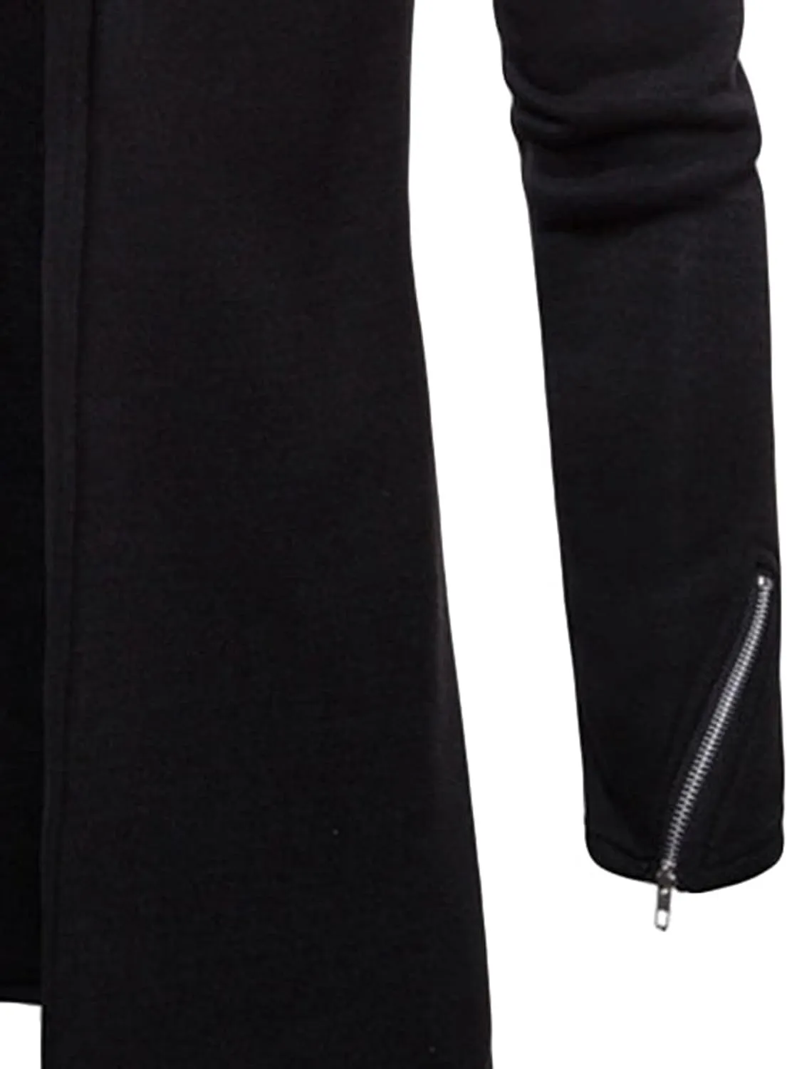 Maiyifu-GJ Men's Long Hooded Cardigan Jacket Long Sleeve Open Front Longline Coat Lightweight Trench Coat Sweatshirt