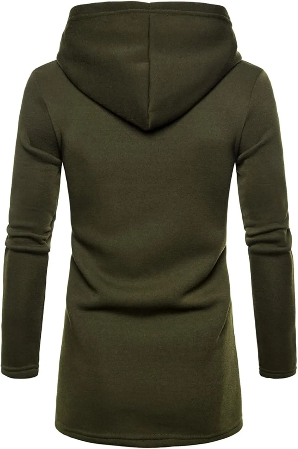 Maiyifu-GJ Men's Long Hooded Cardigan Jacket Long Sleeve Open Front Longline Coat Lightweight Trench Coat Sweatshirt
