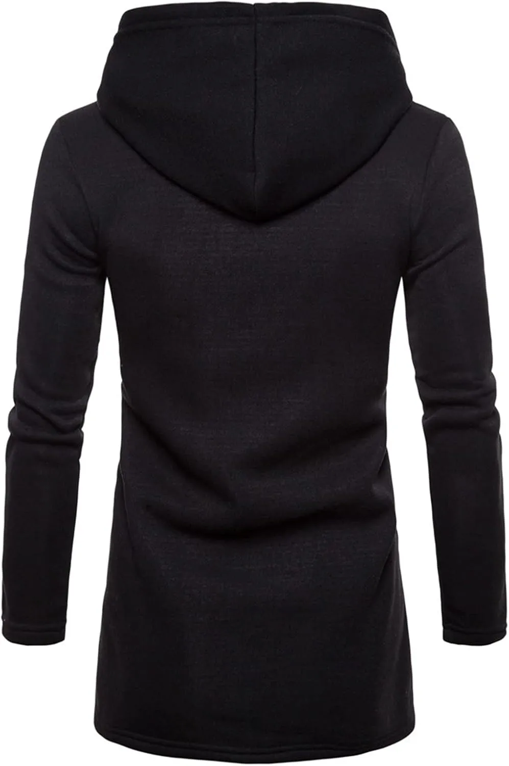 Maiyifu-GJ Men's Long Hooded Cardigan Jacket Long Sleeve Open Front Longline Coat Lightweight Trench Coat Sweatshirt