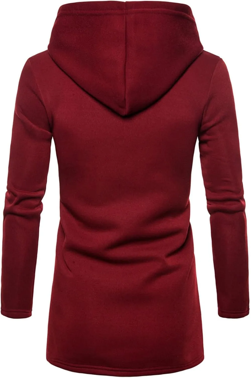 Maiyifu-GJ Men's Long Hooded Cardigan Jacket Long Sleeve Open Front Longline Coat Lightweight Trench Coat Sweatshirt