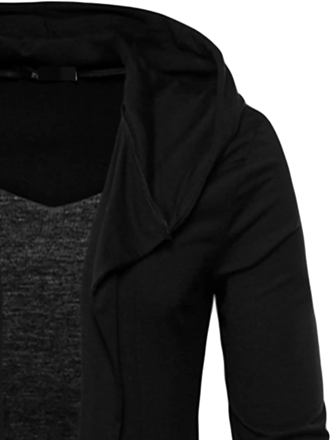 Maiyifu-GJ Men's Long Hooded Cardigan Long Sleeve Open Front Drape Cape Lightweight Longline Overcoat Sweater Windbreaker