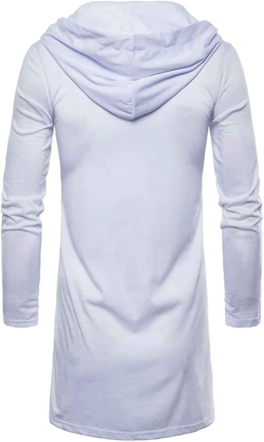 Maiyifu-GJ Men's Long Hooded Cardigan Long Sleeve Open Front Drape Cape Lightweight Longline Overcoat Sweater Windbreaker