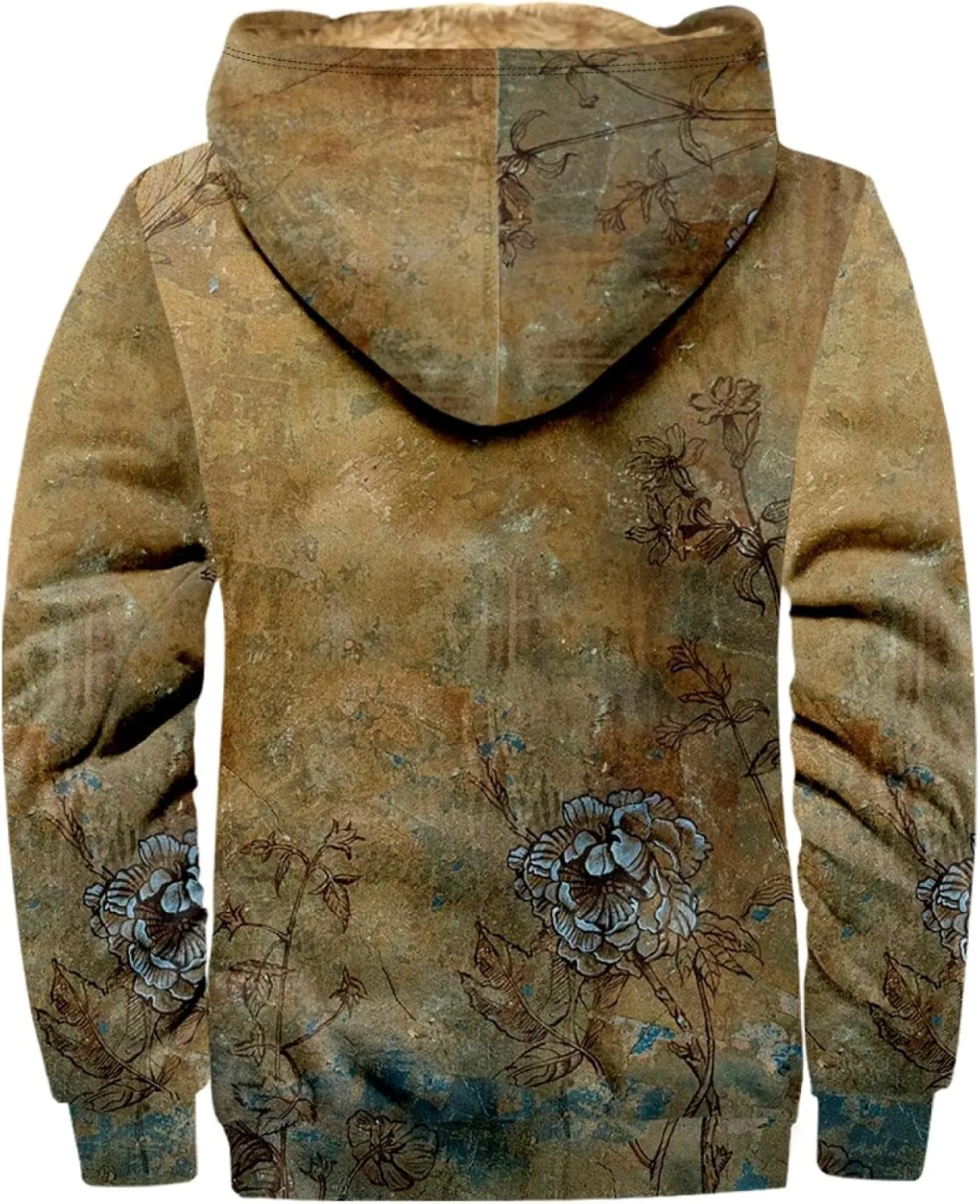 Men Coats Winter With Hood Fleece Lined Zipper Coat Thick Oversized Graphic Sport Jacket