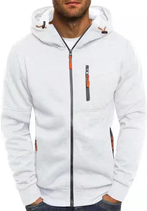 Men Lightweight Hoodies Plus Size Classic Fit Zip Up Jacket Casual Long Sleeve Sweatshirt with Zippered Chest Pockets