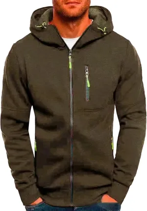 Men Lightweight Hoodies Plus Size Classic Fit Zip Up Jacket Casual Long Sleeve Sweatshirt with Zippered Chest Pockets