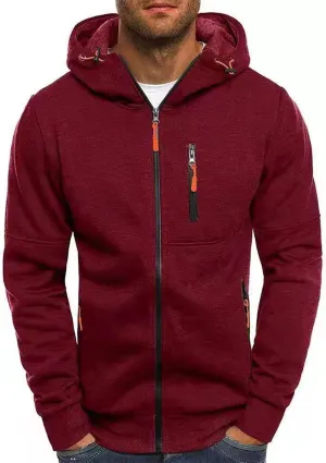 Men Lightweight Hoodies Plus Size Classic Fit Zip Up Jacket Casual Long Sleeve Sweatshirt with Zippered Chest Pockets