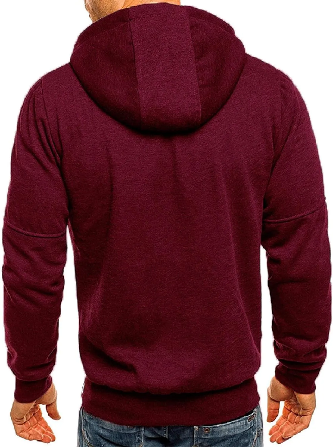Men Lightweight Hoodies Plus Size Classic Fit Zip Up Jacket Casual Long Sleeve Sweatshirt with Zippered Chest Pockets