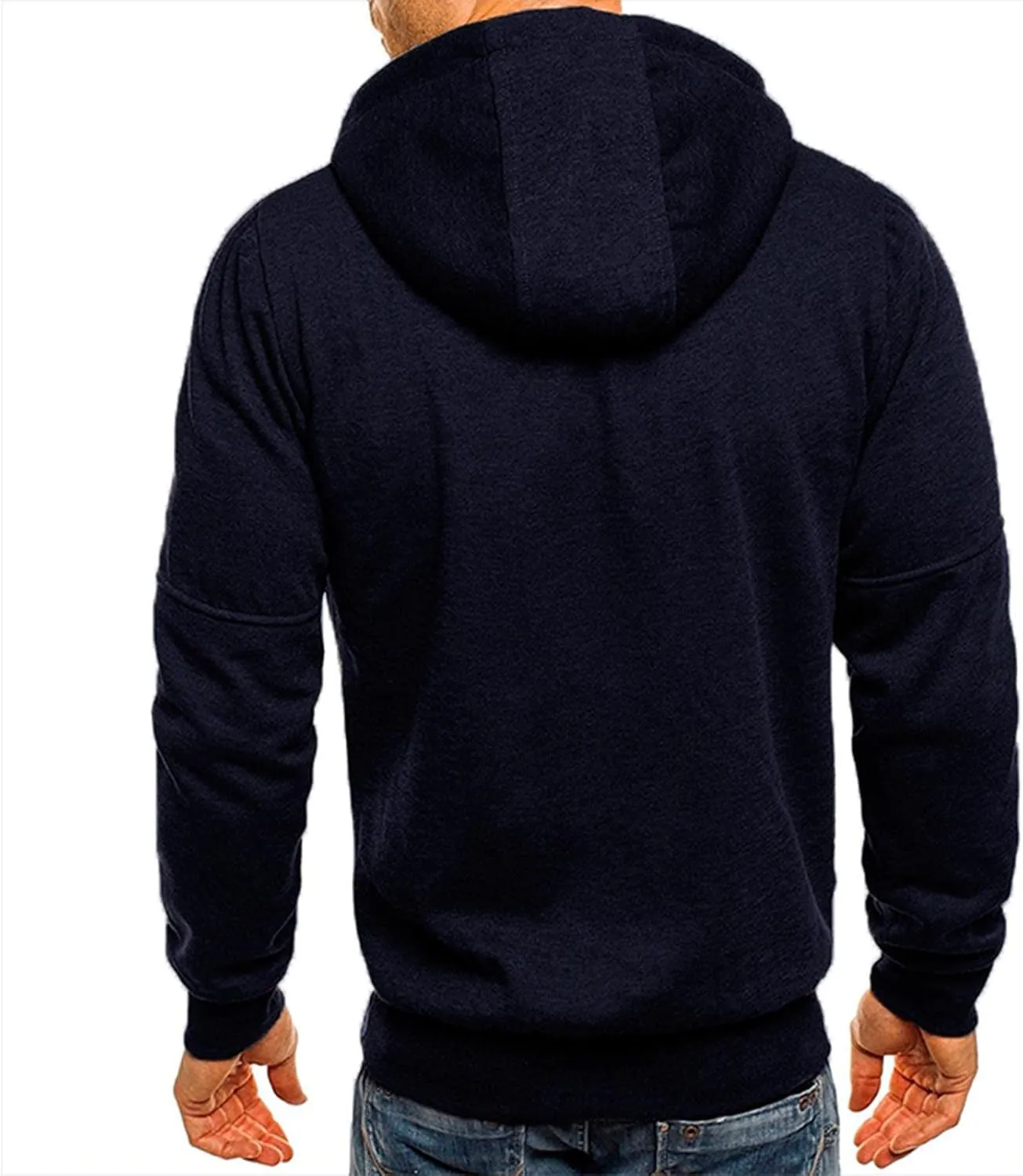 Men Lightweight Hoodies Plus Size Classic Fit Zip Up Jacket Casual Long Sleeve Sweatshirt with Zippered Chest Pockets