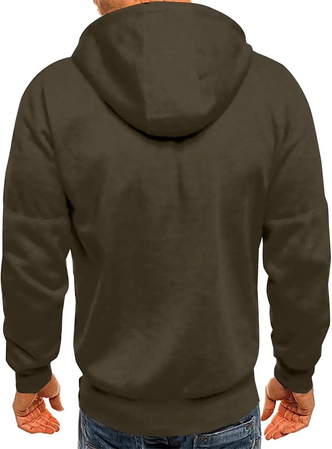Men Lightweight Hoodies Plus Size Classic Fit Zip Up Jacket Casual Long Sleeve Sweatshirt with Zippered Chest Pockets