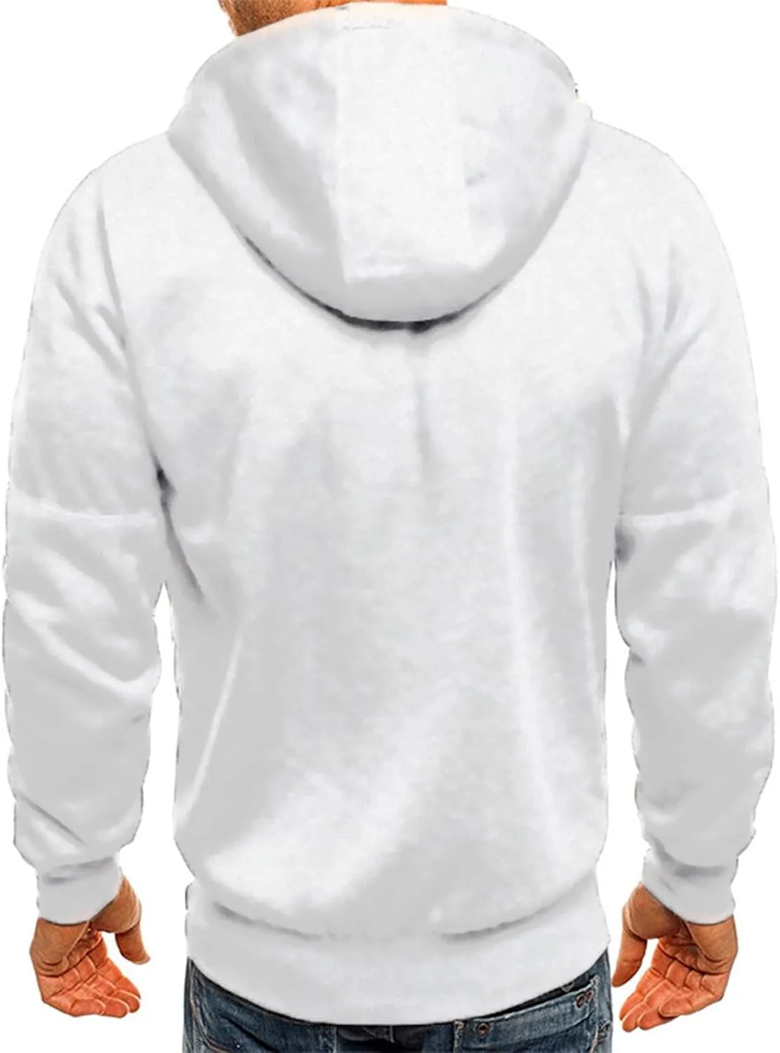 Men Lightweight Hoodies Plus Size Classic Fit Zip Up Jacket Casual Long Sleeve Sweatshirt with Zippered Chest Pockets