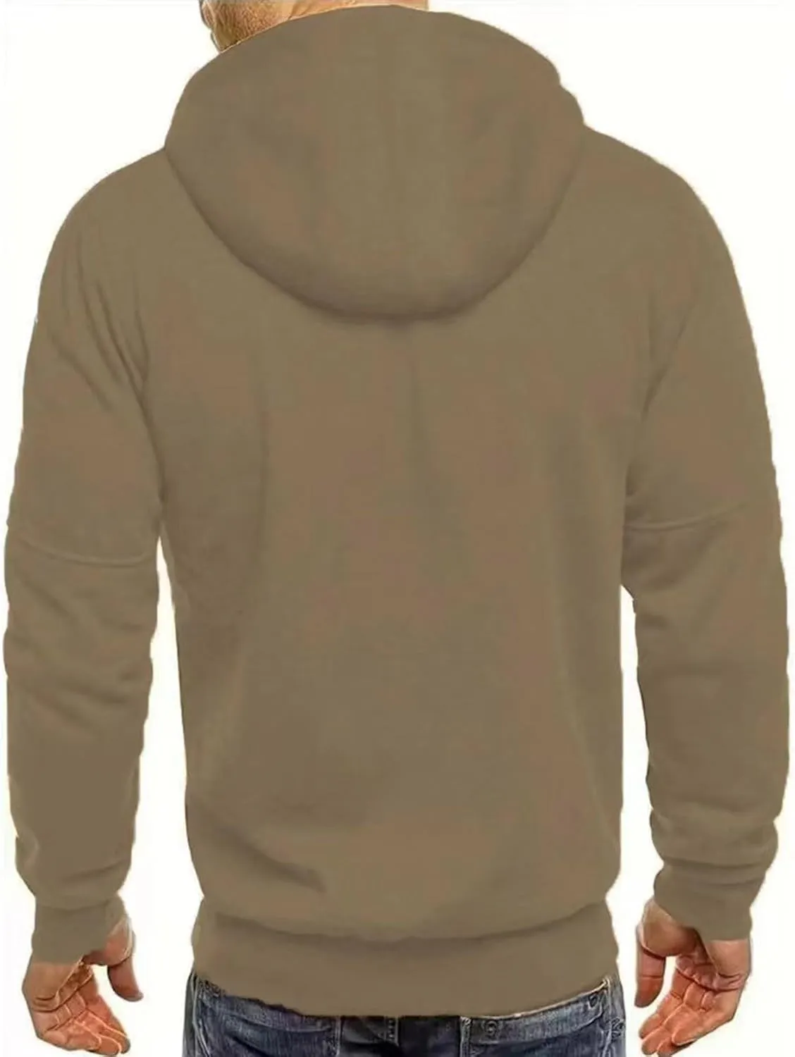 Men Lightweight Hoodies Plus Size Classic Fit Zip Up Jacket Casual Long Sleeve Sweatshirt with Zippered Chest Pockets