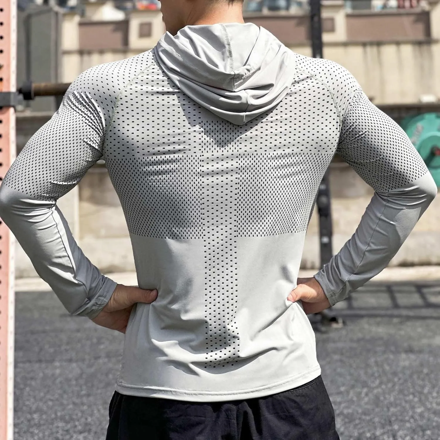 Men Quick Dry Fitness Hoodies Breathable Running Athletic Shirts Long Sleeve Outdoor Hiking Fishing Sun Protection T-Shirt