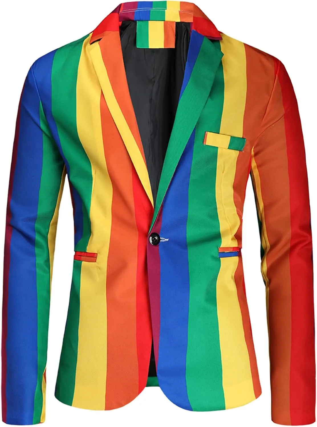 Men's 3 Piece Christmas Party Suit Blazer Jacket Fashion Rainbow Print One Button Casual Sport Coats   Vest   Pants
