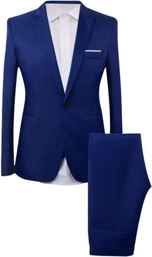 Men's 3 Piece Suit Slim Fit Bussiness Wedding Prom Blazer Jacket One Button Formal Dress Suits   Shirts   Pants Set Dark Blue