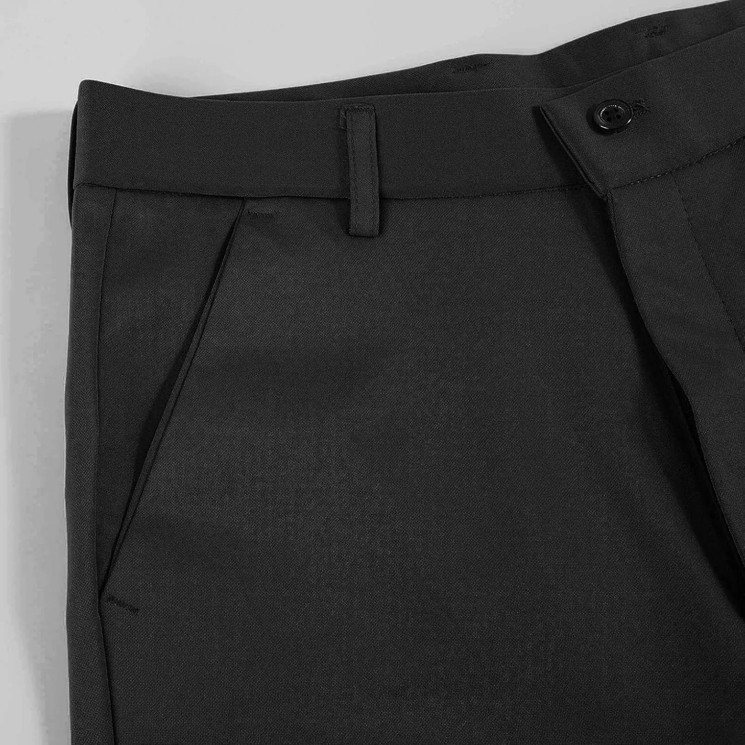 Men's Big and Tall Stretch Pleated Pants - Elastic Waist Chino Flat Front Classic Fit Pants Trousers Business Pants