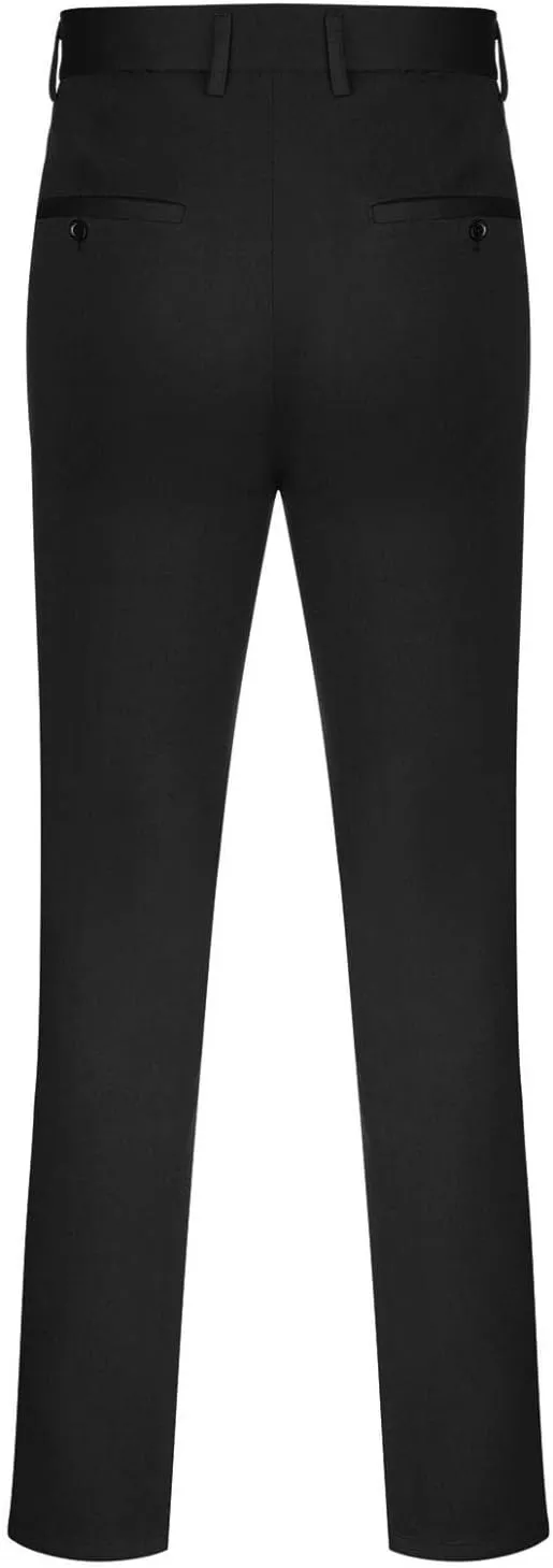 Men's Big and Tall Stretch Pleated Pants - Elastic Waist Chino Flat Front Classic Fit Pants Trousers Business Pants