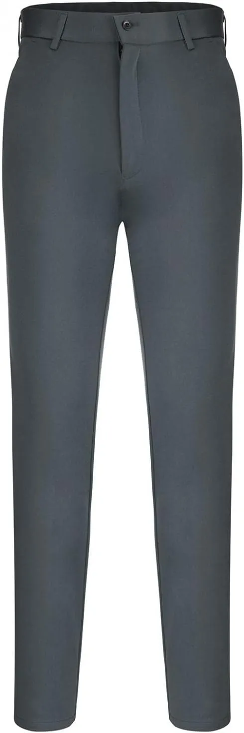 Men's Big and Tall Stretch Pleated Pants - Elastic Waist Chino Flat Front Classic Fit Pants Trousers Business Pants