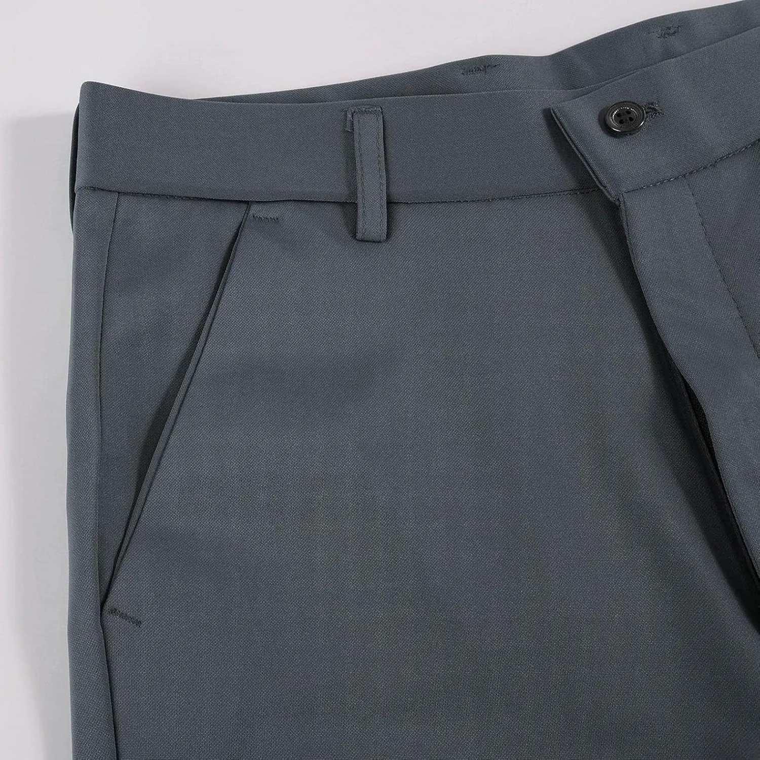 Men's Big and Tall Stretch Pleated Pants - Elastic Waist Chino Flat Front Classic Fit Pants Trousers Business Pants