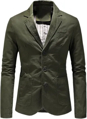 Mens Blazer Casual Classic Vintage Shirt Suit Jacket Solid Daily Lightweight Three Button Sports Coat with Pockets