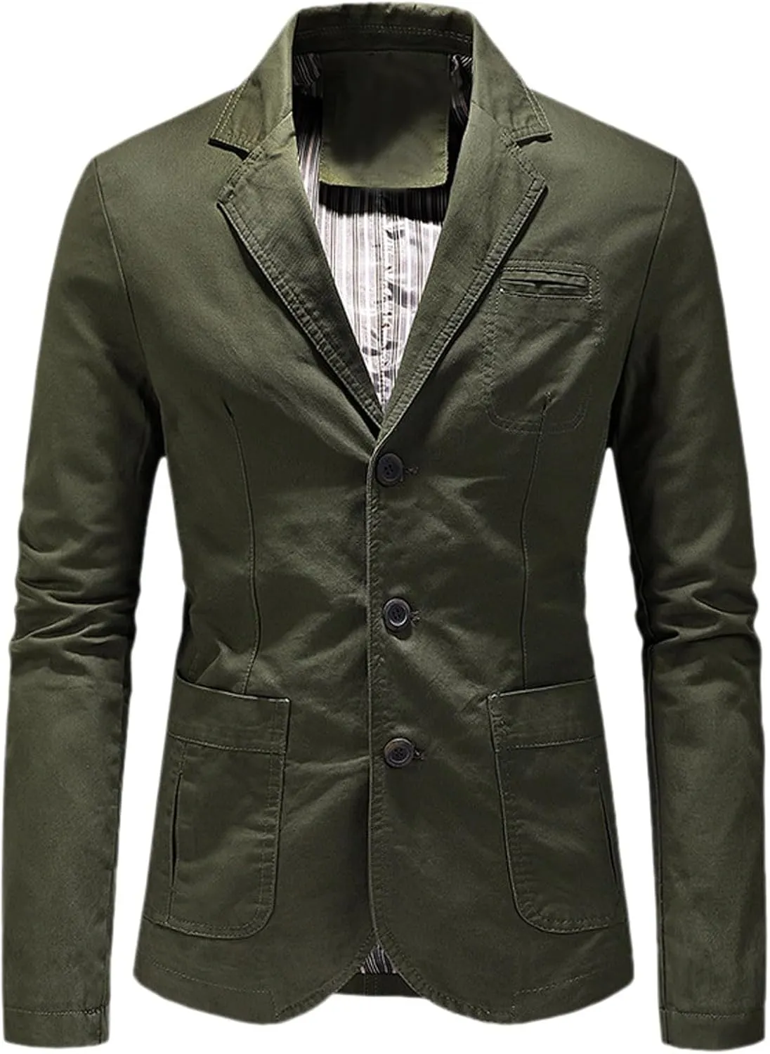 Mens Blazer Casual Classic Vintage Shirt Suit Jacket Solid Daily Lightweight Three Button Sports Coat with Pockets