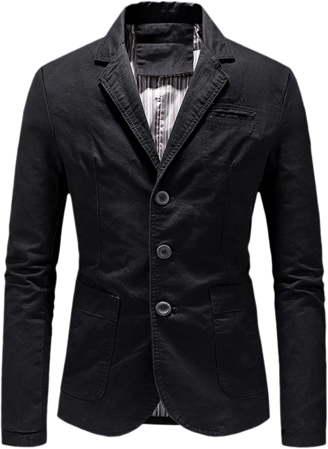 Mens Blazer Casual Classic Vintage Shirt Suit Jacket Solid Daily Lightweight Three Button Sports Coat with Pockets