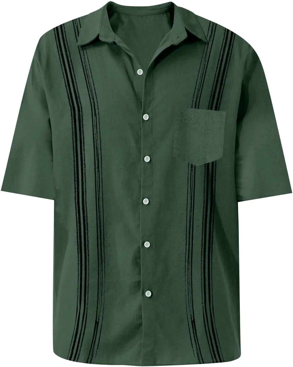 Mens Button Down Linen Shirts Short Sleeve Hawaiian Shirt Casual Shirt for Men Beach Summer Vacation Hippie Shirts