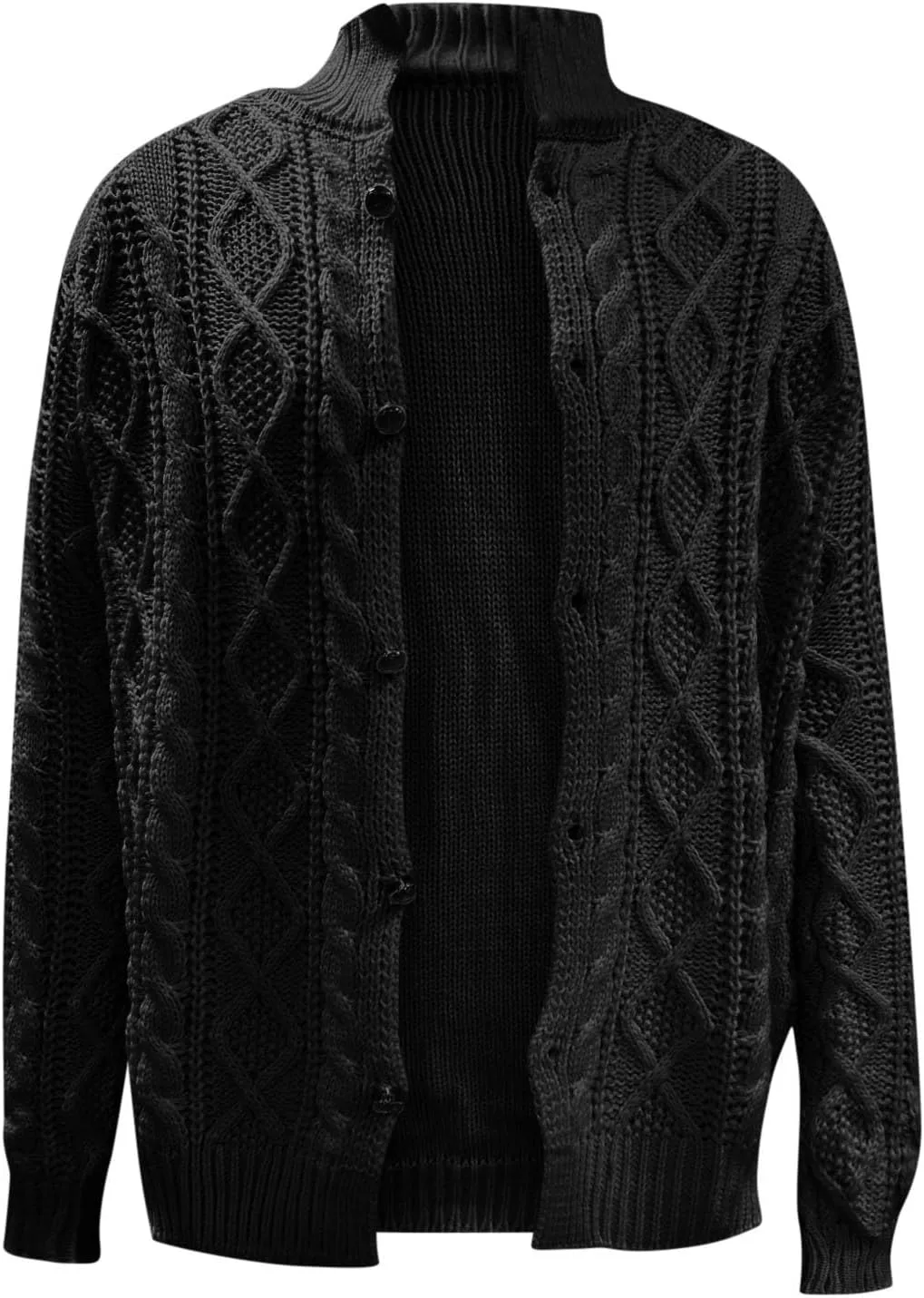 Mens Cable Cardigan Sweater Big and Tall Knit Sweater Winter Sweater Jacket Button Down Open Front Sweater
