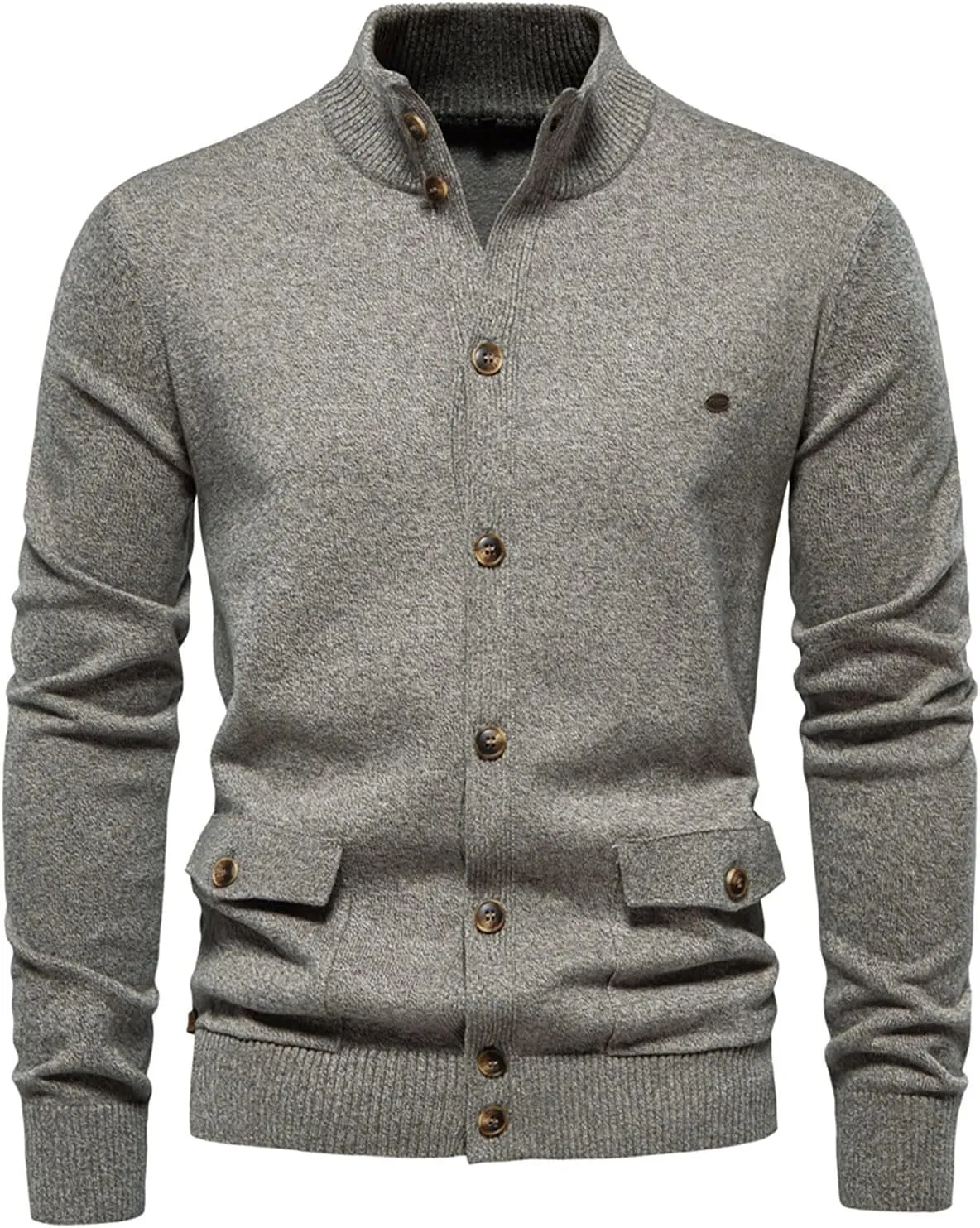 Mens Cardigan Sweater Button Down Knit Jacket Casual Long Sleeve Sweater Stand Collar Sweaters Fall Winter Jackets